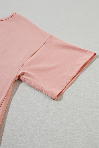 Apricot Pink Star Patch Graphic Tee with Studded Detail