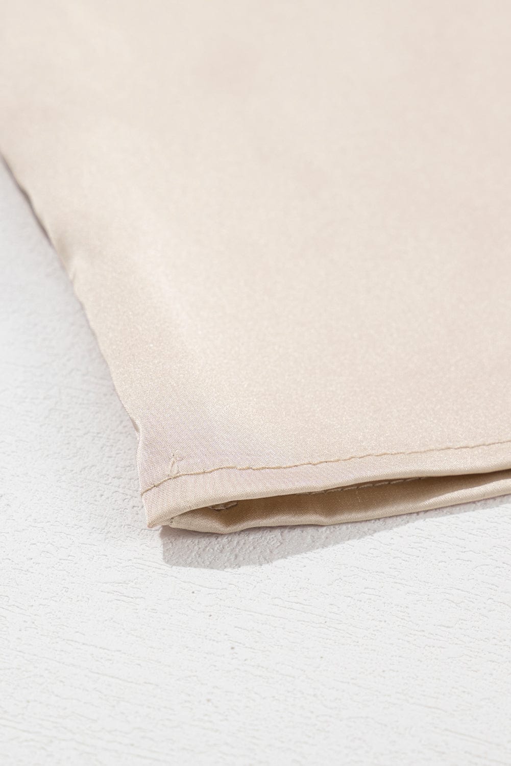 Apricot Pleated V Neck Satin Tank Top