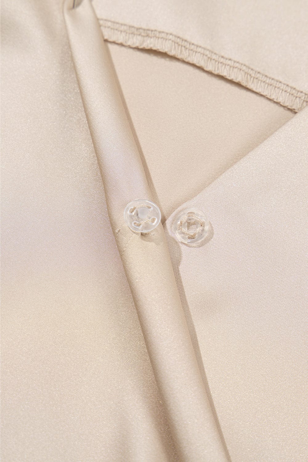 Apricot Pleated V Neck Satin Tank Top