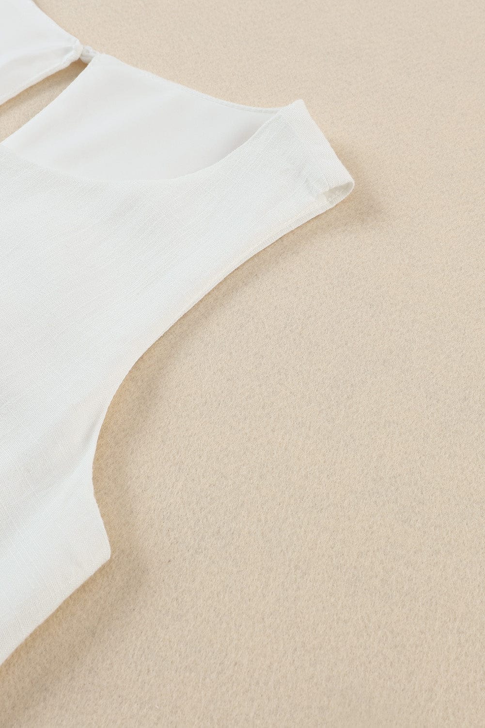 Apricot Round Neck Sleeveless Wide Leg Jumpsuit