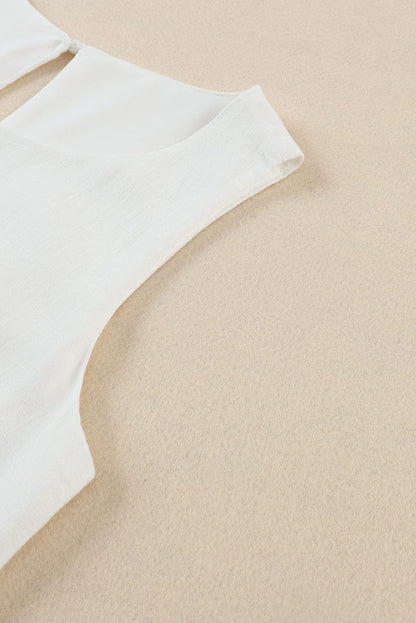 Apricot Round Neck Sleeveless Wide Leg Jumpsuit