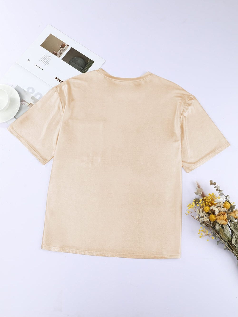 Apricot Silky Oversized Pocket Tee