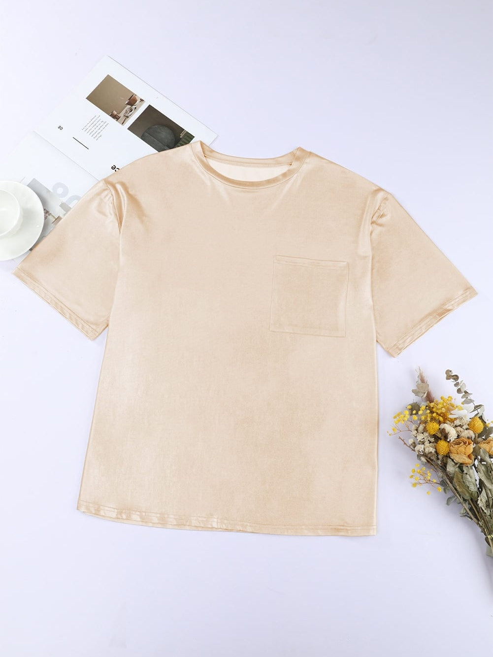 Apricot Silky Oversized Pocket Tee