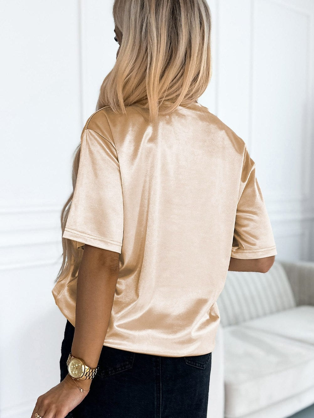 Apricot Silky Oversized Pocket Tee