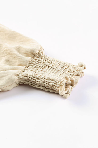 Apricot Smocked Cuff Shift Blouse