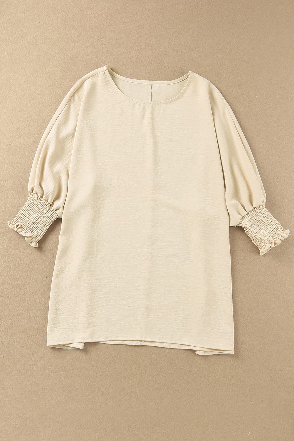 Apricot Smocked Cuff Shift Blouse