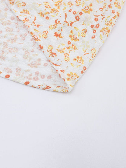 Apricot Square Neck Boho Smocked Puff Sleeve Mini Dress