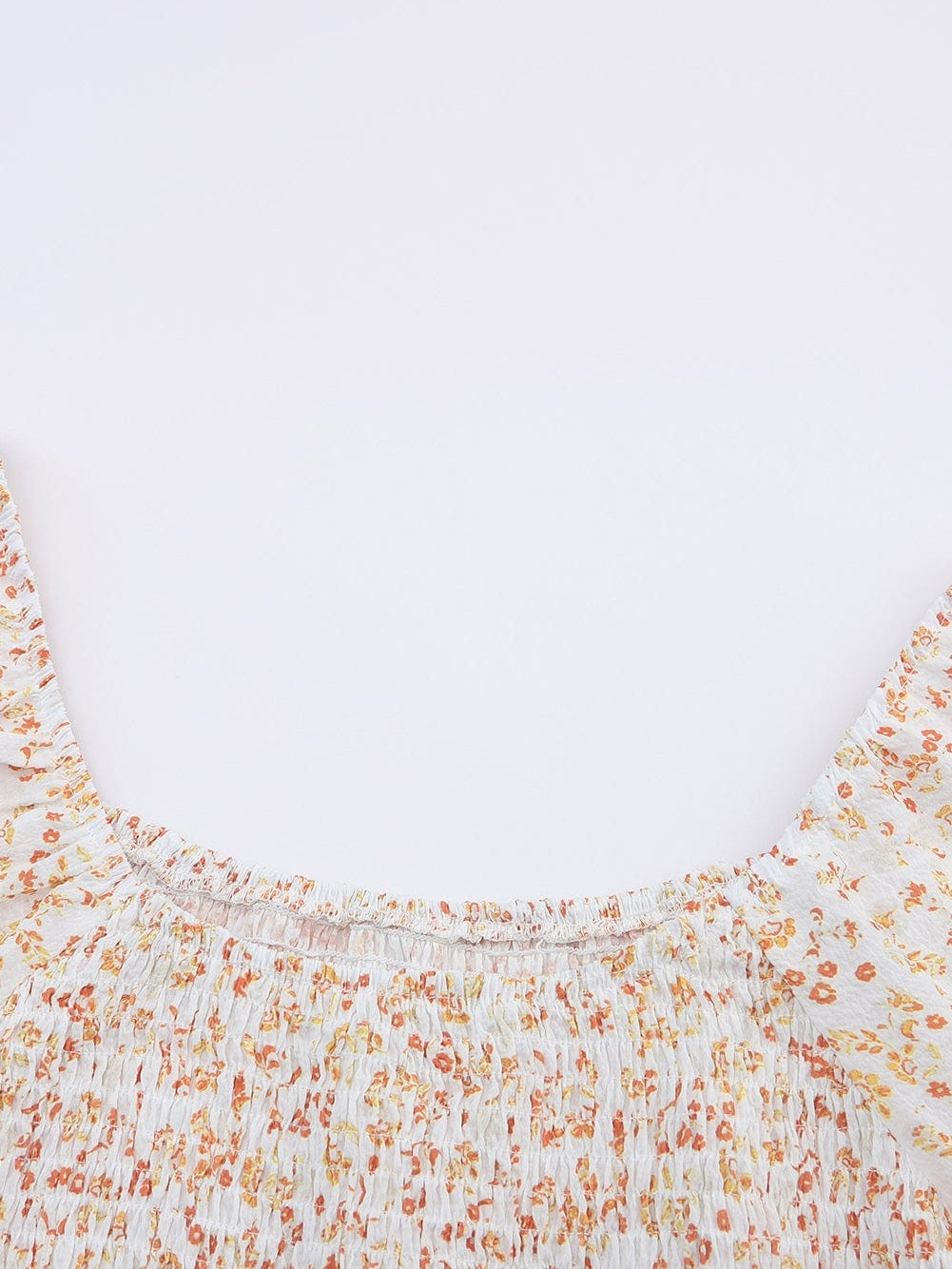 Apricot Square Neck Boho Smocked Puff Sleeve Mini Dress