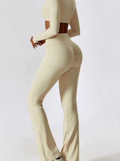 Apricot Square Neck Cropped Active Top & Pants Set