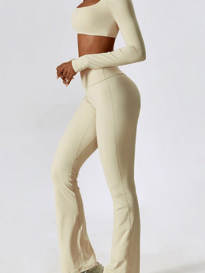 Apricot Square Neck Cropped Active Top & Pants Set