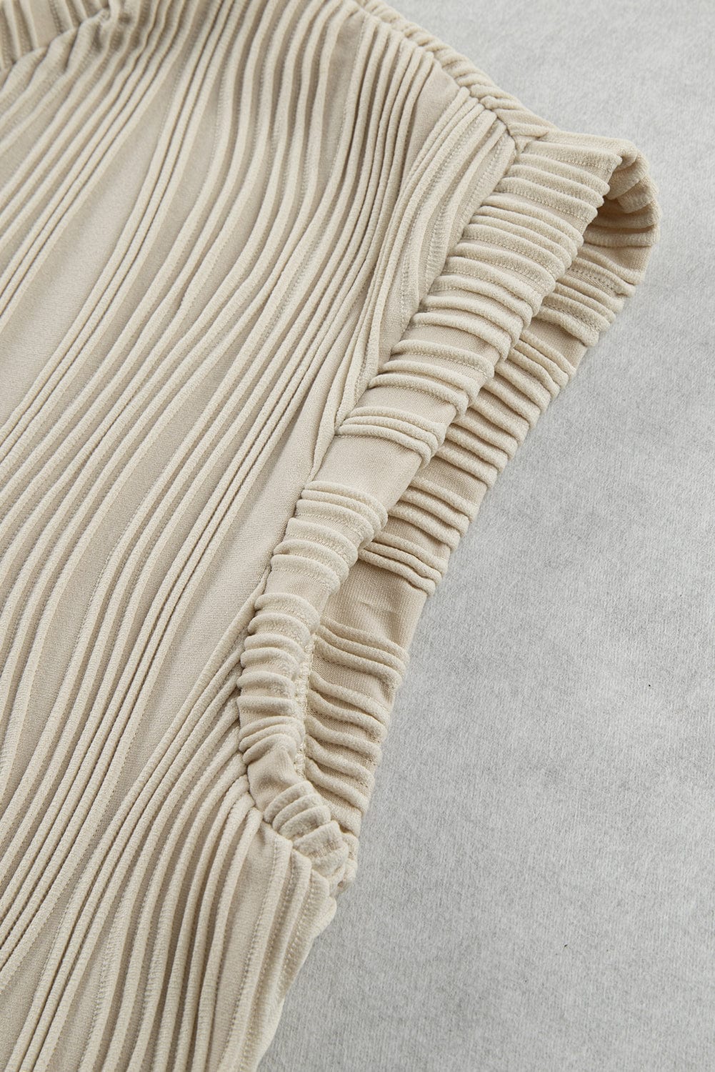 Apricot Textured Wave Detail Short Sleeve Blouse