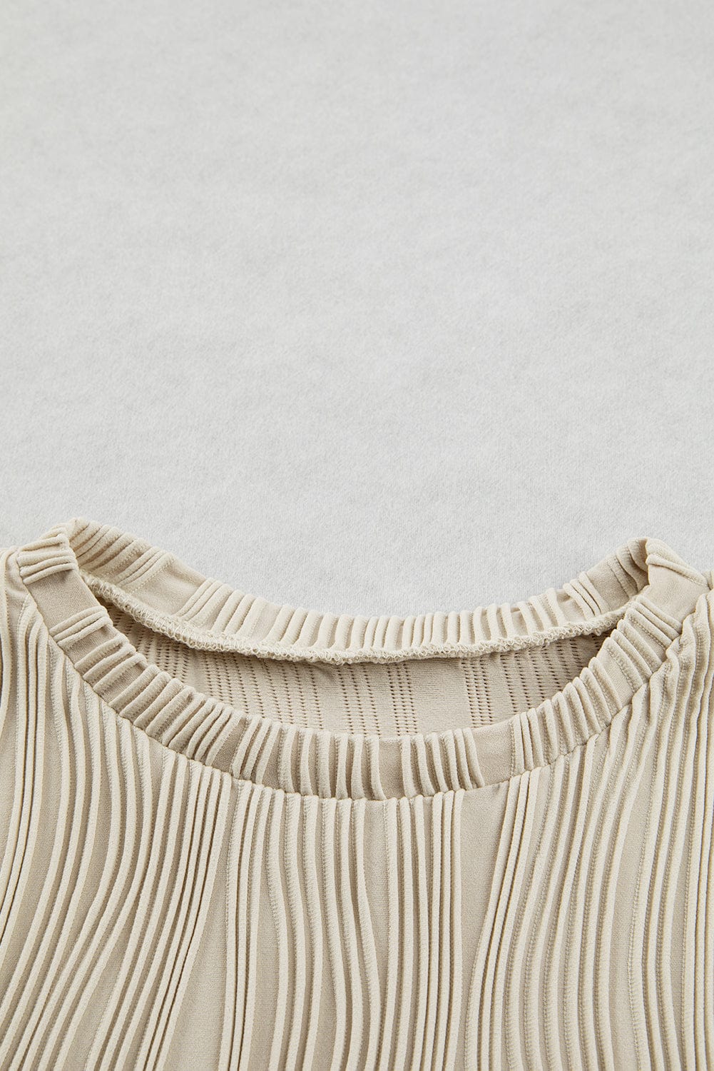 Apricot Textured Wave Detail Short Sleeve Blouse