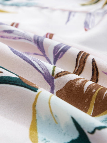 Apricot Tropical Print Spaghetti Strap Cupped Summer Dress