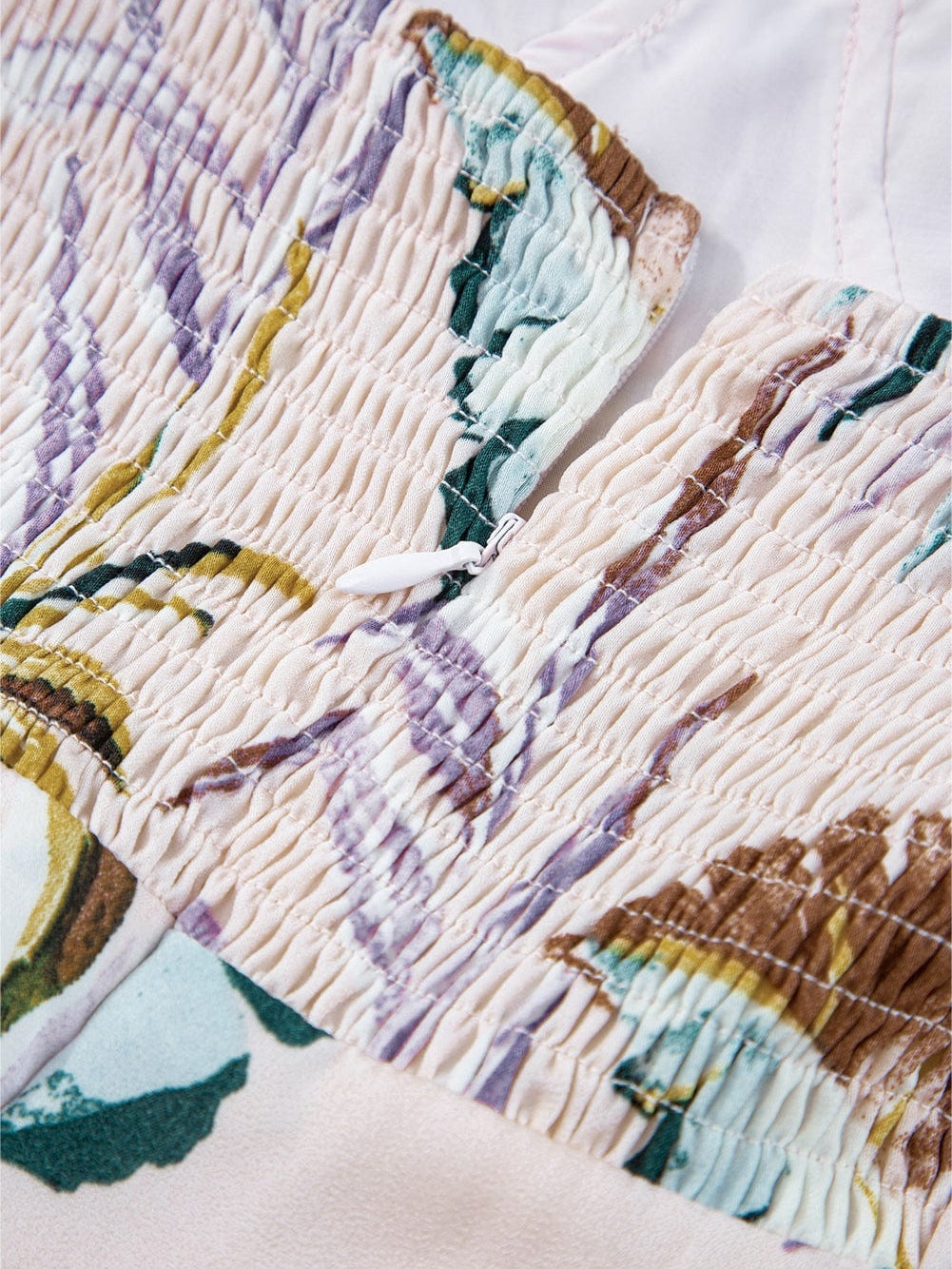 Apricot Tropical Print Spaghetti Strap Cupped Summer Dress