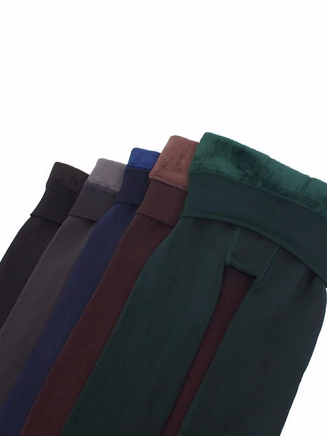 Fleece Lined Leggings for Women Thermal Warm High Waist Tummy Control One-Piece Seamless Leggings Stirrup Cotton Sports Activewear - LuckyFash™