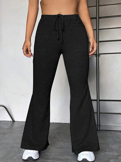 Women's Flare Polyester Plain Grey Black Active High Waist Full Length Outdoor Street Fall Winter