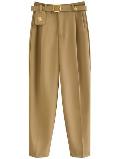 Women's Dress Pants Spandex Plain Black Khaki Fashion High Waist Ankle-Length Street Daily Fall Winter