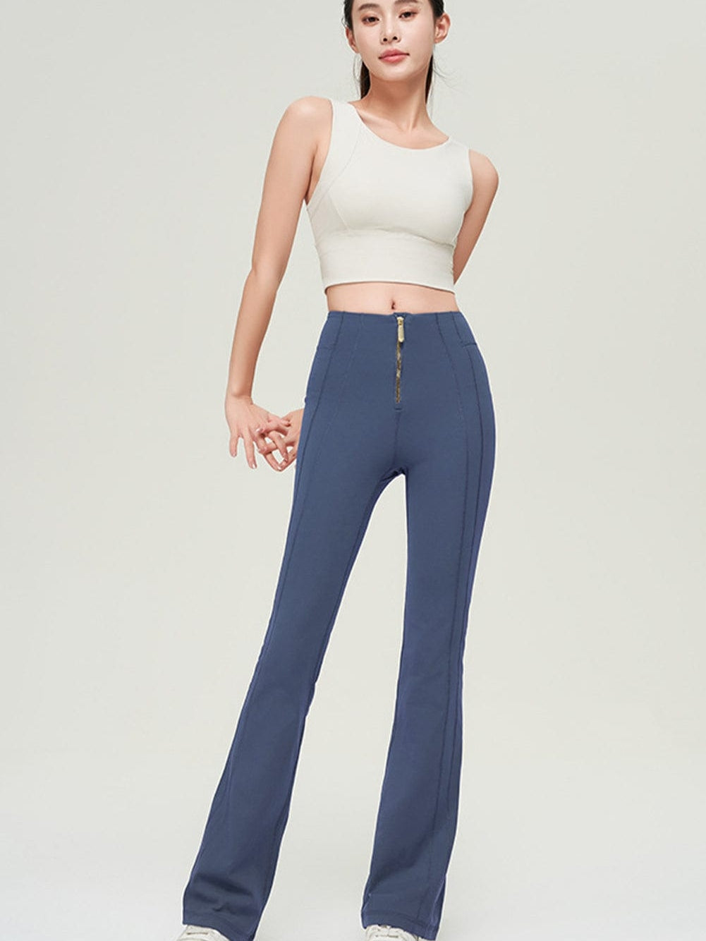 Ashleigh Blue Front Zipped Flare Leggings