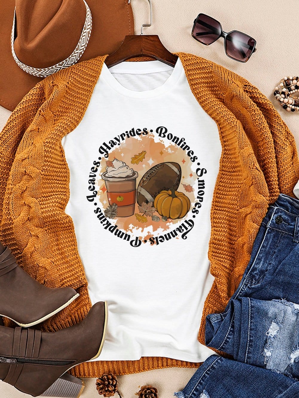 Autumn Harvest White Pumpkin Graphic Tee