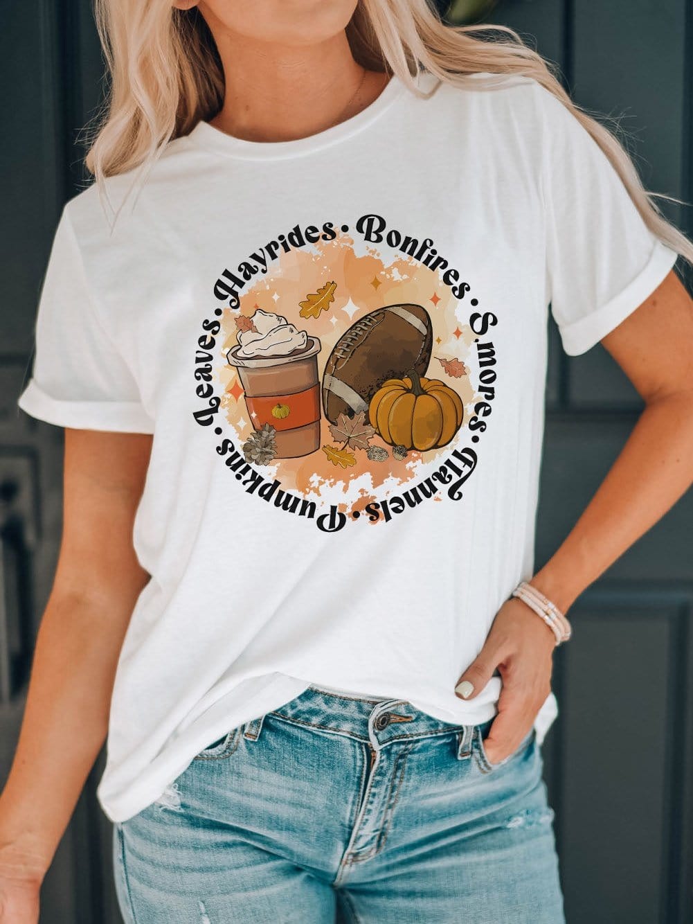 Autumn Harvest White Pumpkin Graphic Tee