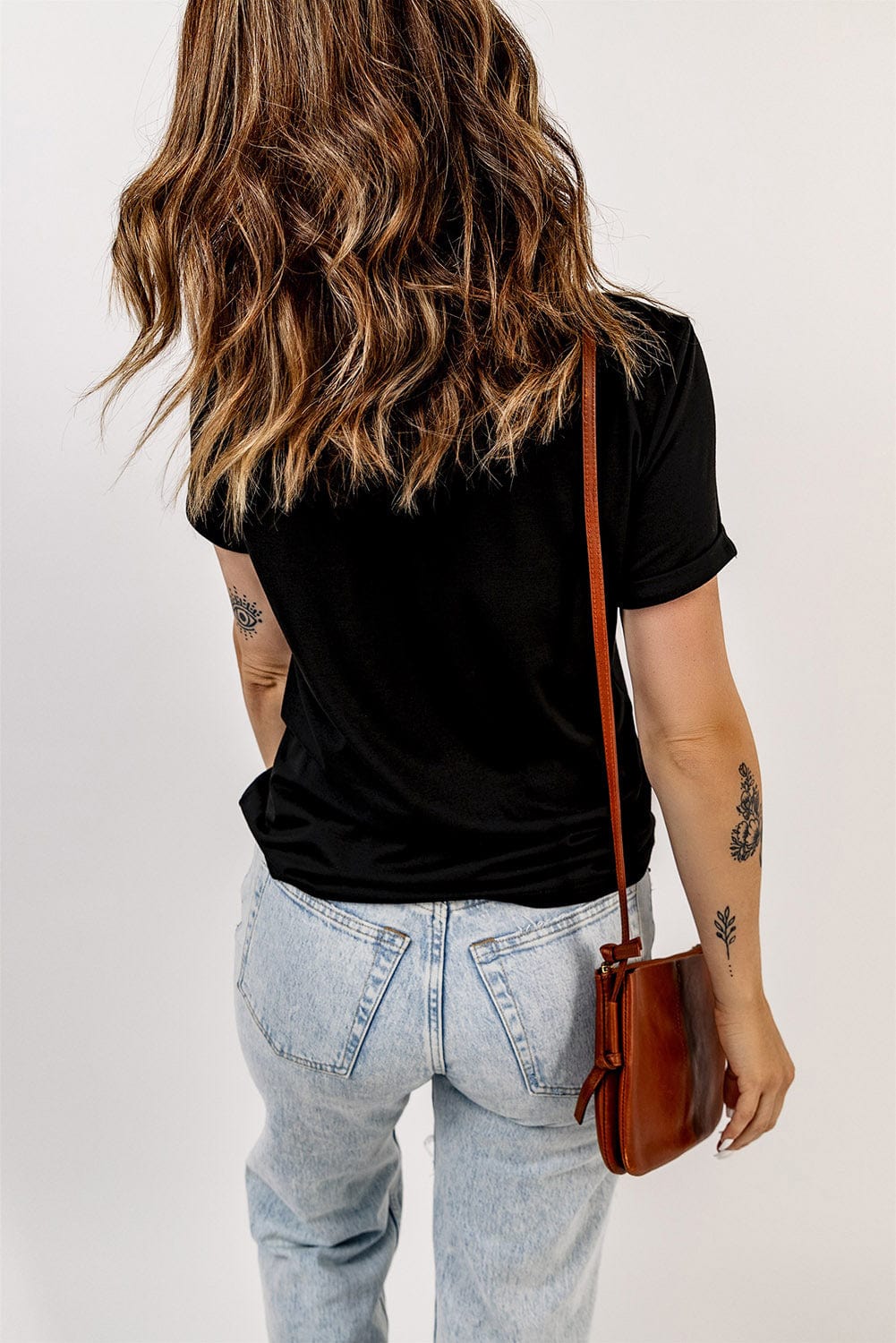 Autumn Vibes Black Pumpkin Floral Short Sleeve Tee