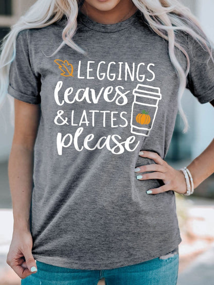 Autumn Vibes Roll-Up Sleeve Graphic Tee - Gray