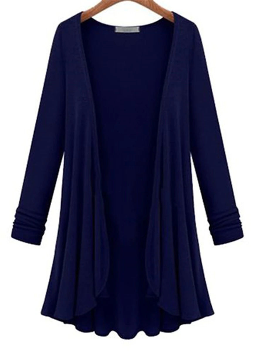 Women's Cardigan Sweater Open Front Ribbed Knit Polyester Oversized Fall Winter Daily Going out Weekend Stylish Casual Soft Long Sleeve Solid Color Black White Navy Blue M L XL