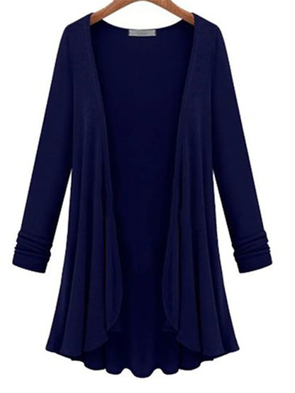 Women's Cardigan Sweater Open Front Ribbed Knit Polyester Oversized Fall Winter Daily Going out Weekend Stylish Casual Soft Long Sleeve Solid Color Black White Navy Blue M L XL