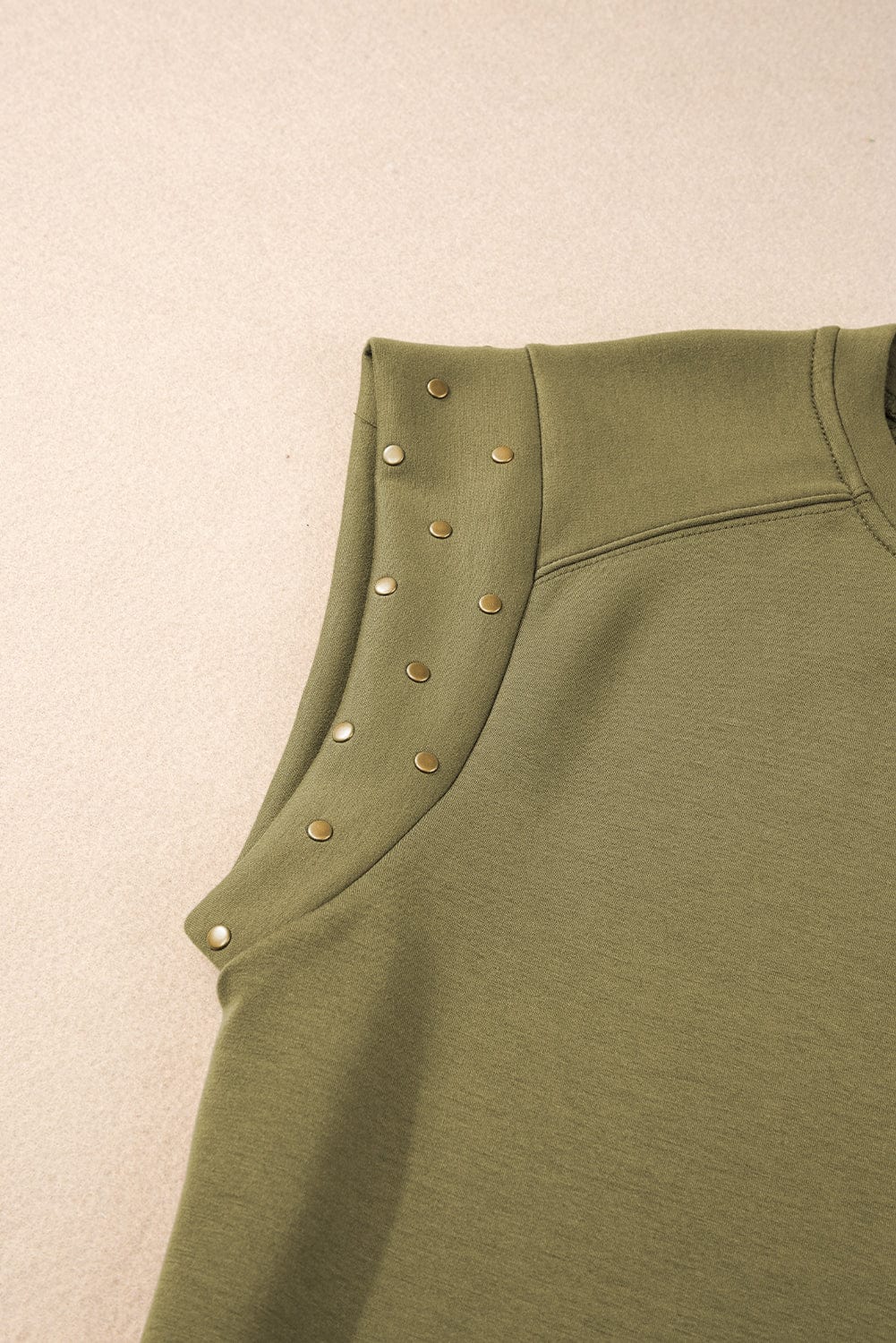 Avocado Green Embellished Short Sleeve Blouse