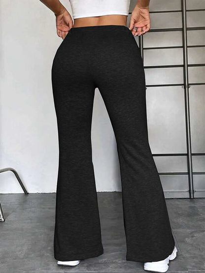 Women's Flare Polyester Plain Grey Black Active High Waist Full Length Outdoor Street Fall Winter