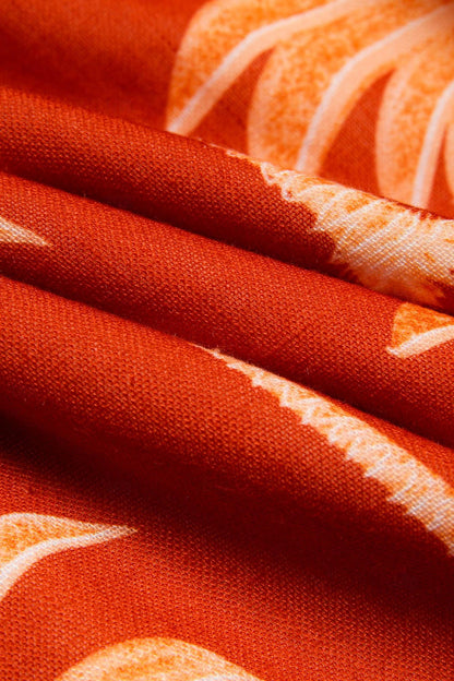 Floral Tassel Fringe V Neck Midi Dress