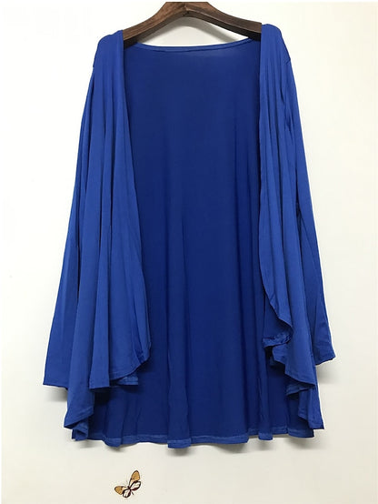 Women's Cardigan Sweater Open Front Ribbed Knit Polyester Oversized Fall Winter Daily Going out Weekend Stylish Casual Soft Long Sleeve Solid Color Black White Navy Blue M L XL