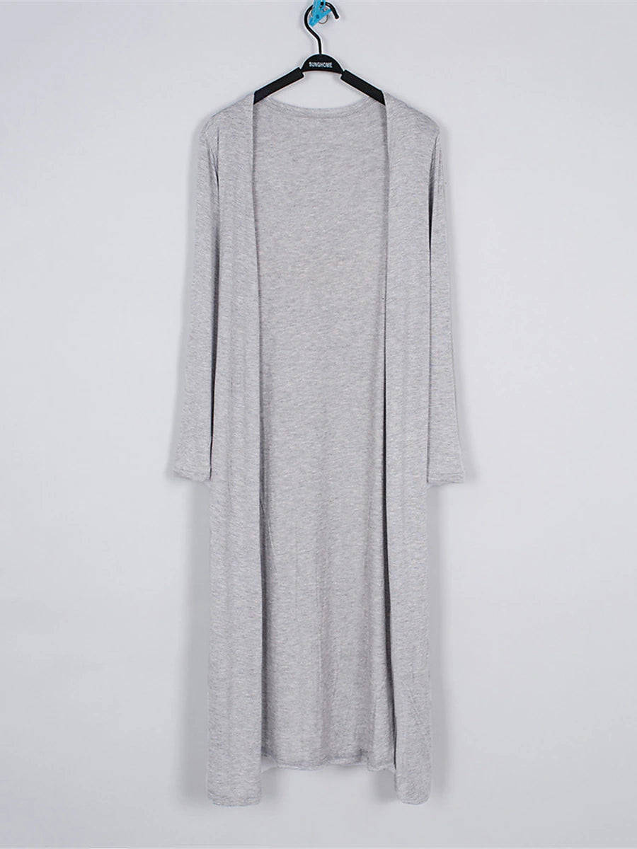 Women's Cardigan Sweater Open Front Ribbed Knit Modal Oversized Summer Fall Long Daily Going out Weekend Stylish Casual Soft Long Sleeve Solid Color Black White Yellow One-Size