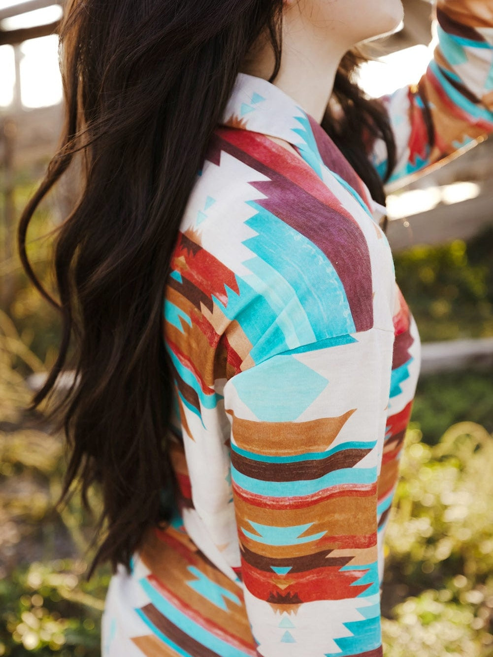 Aztec Dream Long Sleeve Shirt with Multicolor Print