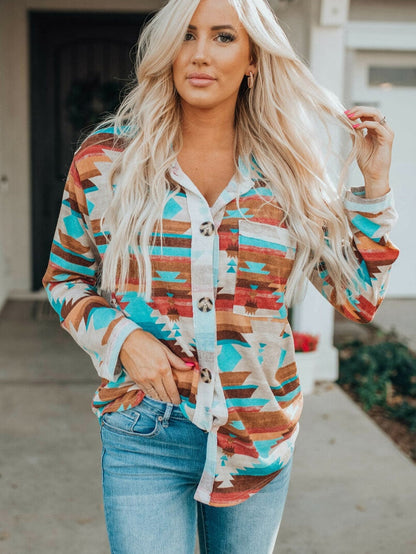 Aztec Dream Long Sleeve Shirt with Multicolor Print