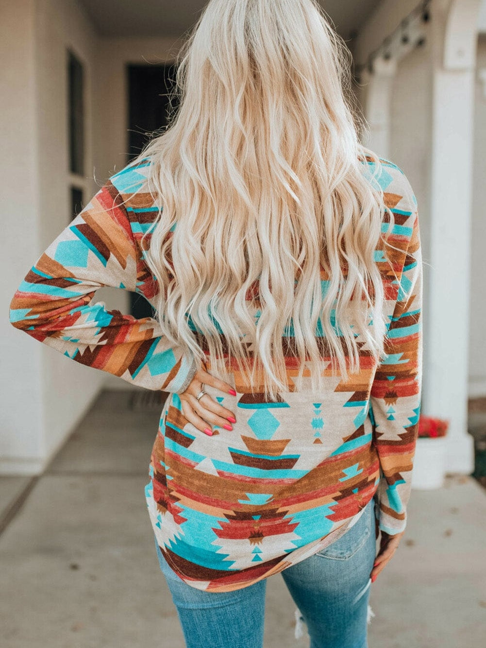 Aztec Dream Long Sleeve Shirt with Multicolor Print