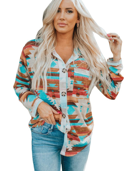 Aztec Dream Long Sleeve Shirt with Multicolor Print