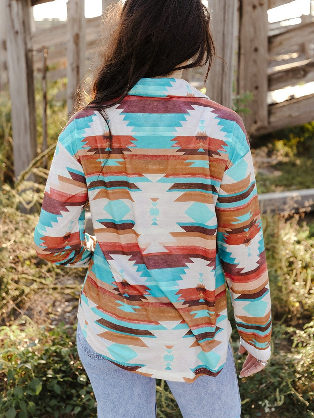 Aztec Dream Long Sleeve Shirt with Multicolor Print