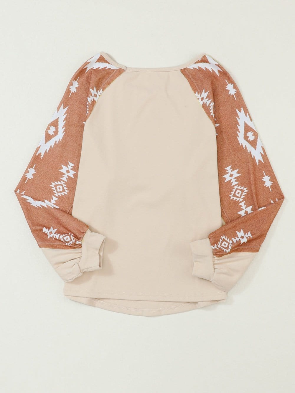 Aztec Patchwork Sleeve Apricot Western Top