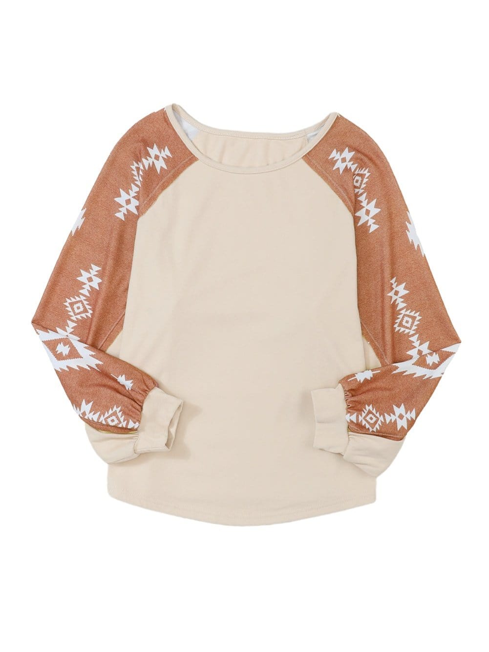 Aztec Patchwork Sleeve Apricot Western Top