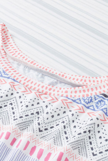 Aztec Patterned Short Sleeve Romper with Vibrant Colors