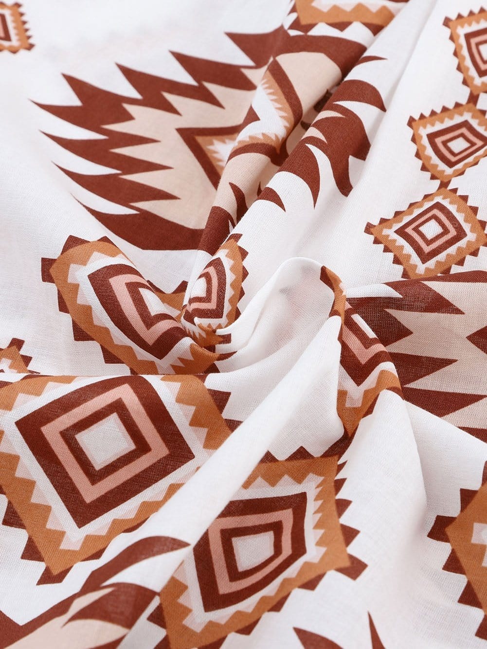 Aztec Print White Western Shirt with Button Flap Pockets