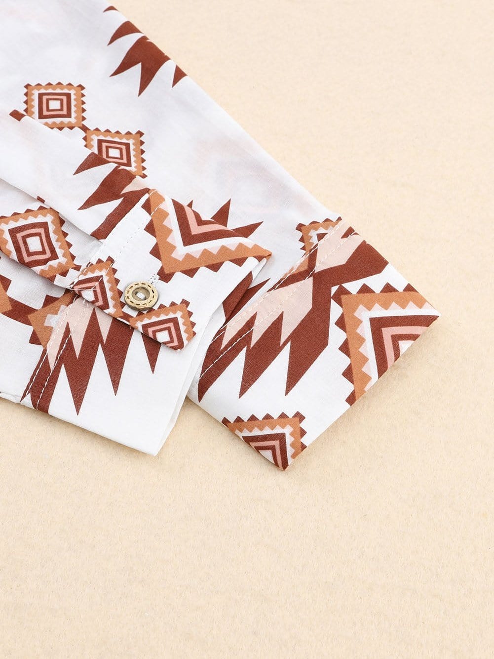 Aztec Print White Western Shirt with Button Flap Pockets