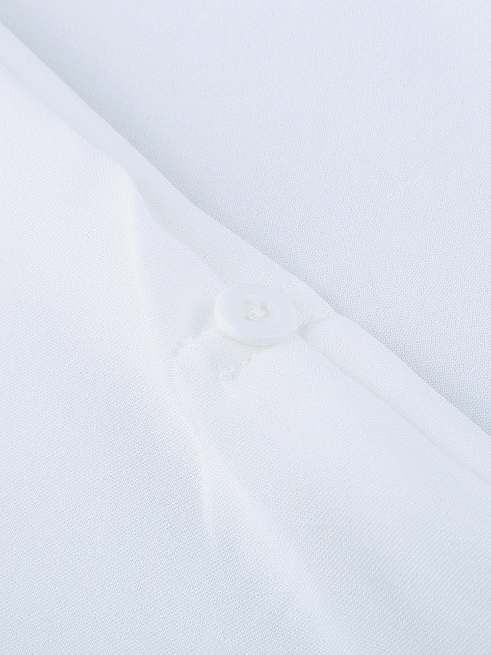 Elegant White V Neck High Low Hem Blouse