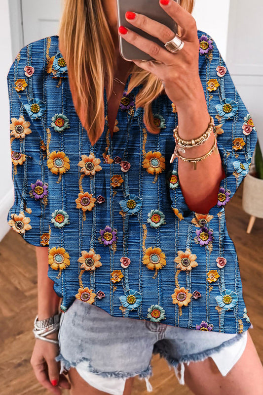 blue floral top