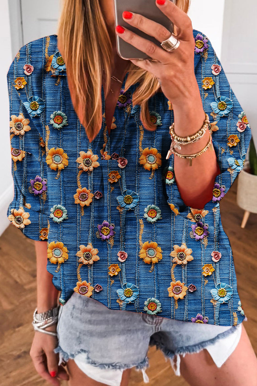 blue floral top