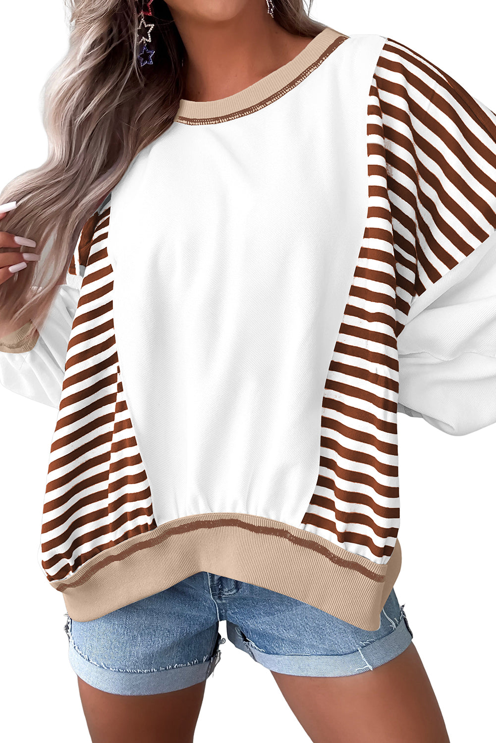 stripe patchwork sweatshirt