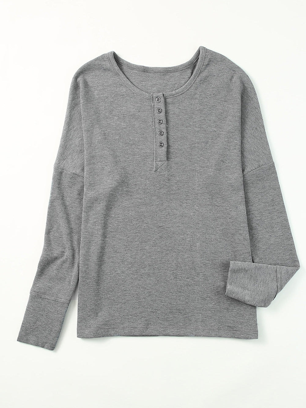 Elegant Black Waffle Knit Button-Up Top