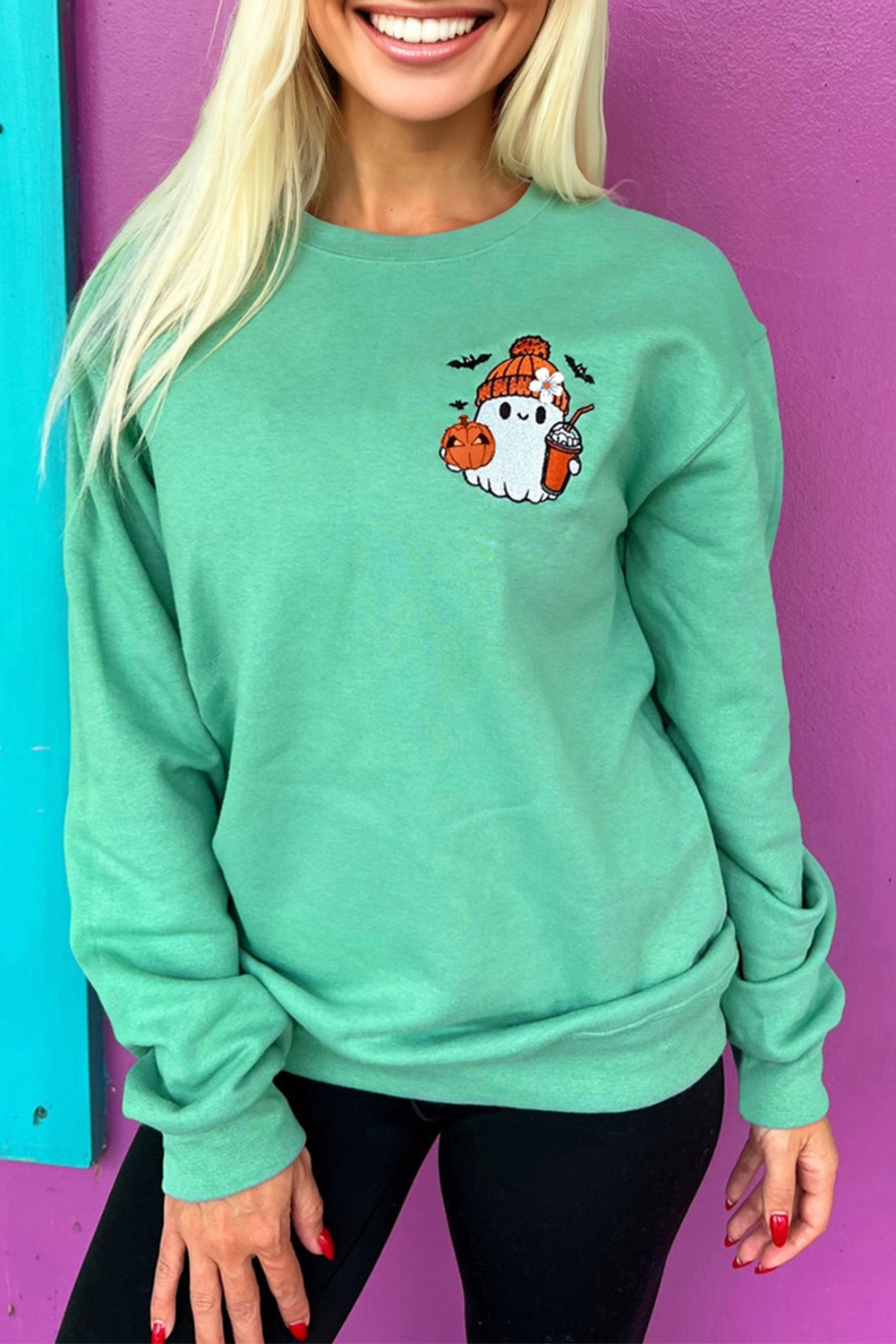 halloween embroidered sweatshirt