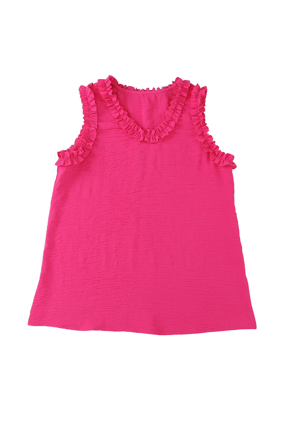 Elegant Rose Frilled V-Neck Sleeveless Tank Top